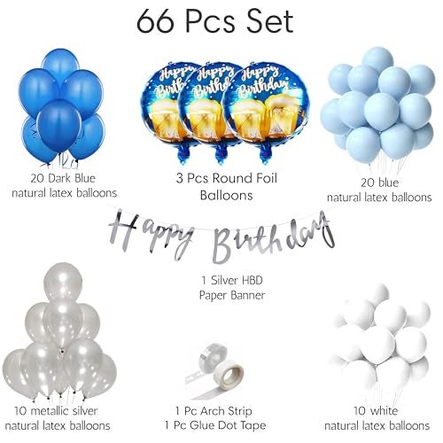 TOYXE Blue Theme Birthday Decoration Kit for Boys - 66 Pieces Set for Husband | Birthday Decorations With Balloons - Image 3