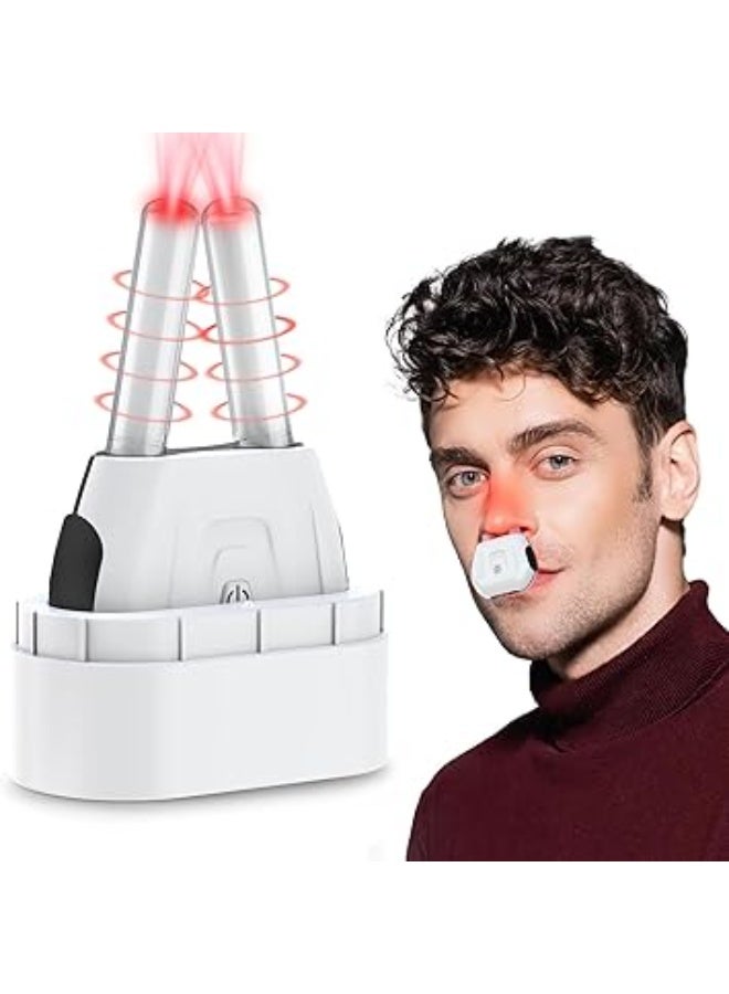 جهاز علاج الأنف بالضوء الأحمر المحمول، جهاز ضوء تحت الحمراء لتخفيف انسداد الأنف والتهاب الجيوب الأنفية، لاسلكي وقابل لإعادة الشحن، بطول موجي 630–650 نانومتر، مناسب للحساسية والبرد والتنفس – جهاز علاج ضوئي للأنف – جهاز صحي محمول - Image 1