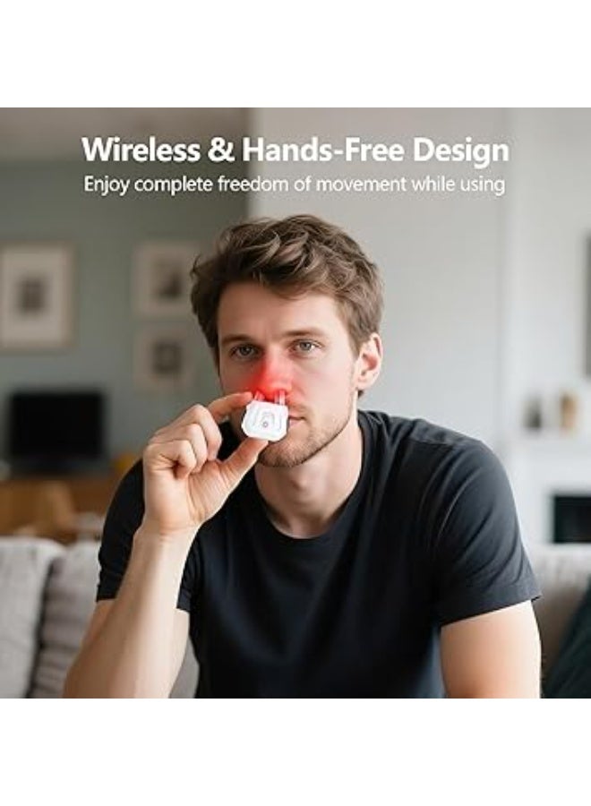 جهاز علاج الأنف بالضوء الأحمر المحمول، جهاز ضوء تحت الحمراء لتخفيف انسداد الأنف والتهاب الجيوب الأنفية، لاسلكي وقابل لإعادة الشحن، بطول موجي 630–650 نانومتر، مناسب للحساسية والبرد والتنفس – جهاز علاج ضوئي للأنف – جهاز صحي محمول - Image 2