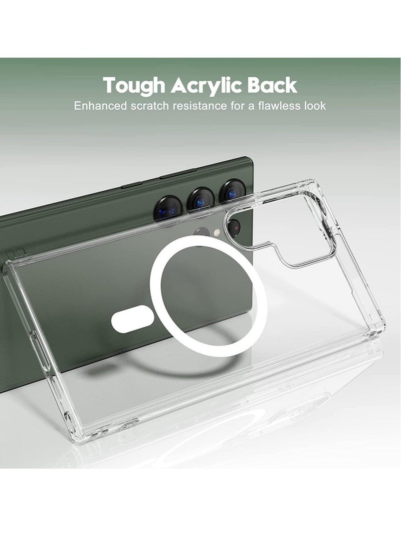 Raxoom Compatible with Samsung Galaxy S23 Ultra Magnetic Case 6.8-Inch (2023) Shock Absorption Anti-Scratch Slim Thin Hard Back Crystal Cover - Image 4