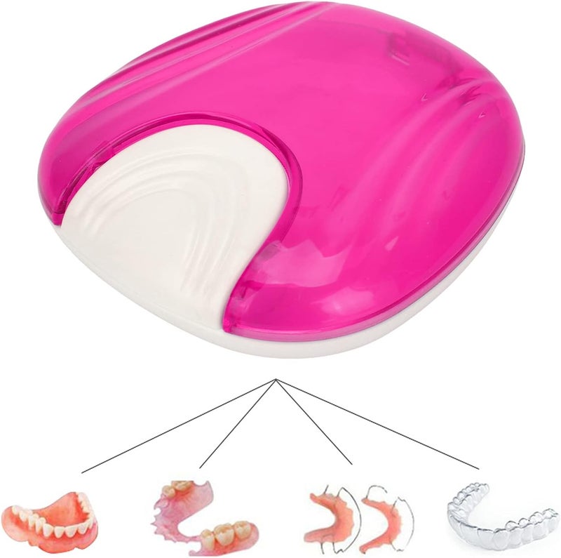 klarako Retainer Case, Durable Orthodontic Retainer Case Tooth Denture Container Portable Denture Storage Box, Dentures Dental Box Denture Cup Dental Care(Rose purple) - Image 2