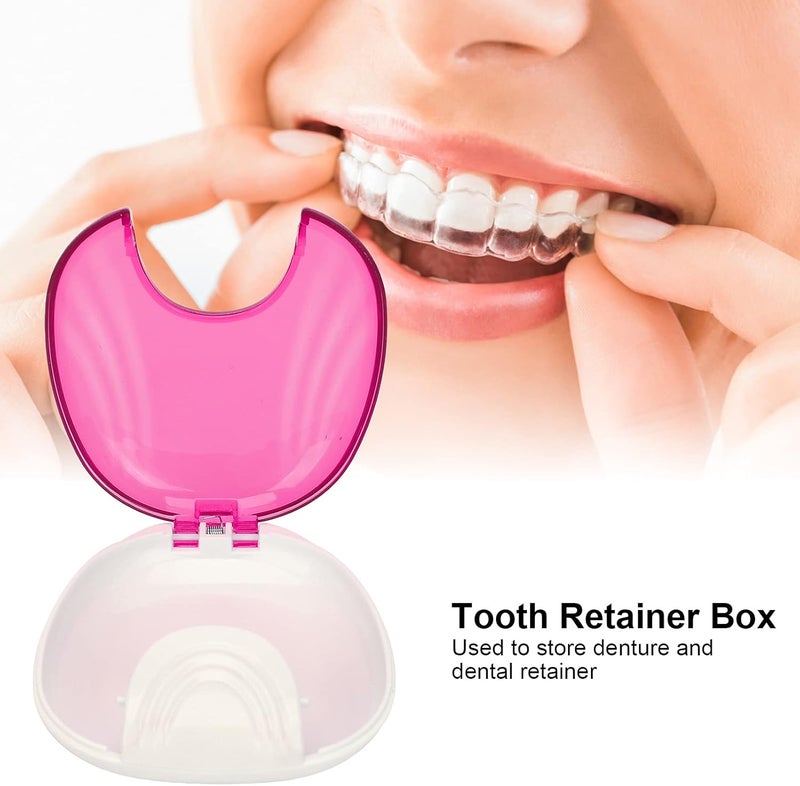 klarako Retainer Case, Durable Orthodontic Retainer Case Tooth Denture Container Portable Denture Storage Box, Dentures Dental Box Denture Cup Dental Care(Rose purple) - Image 4