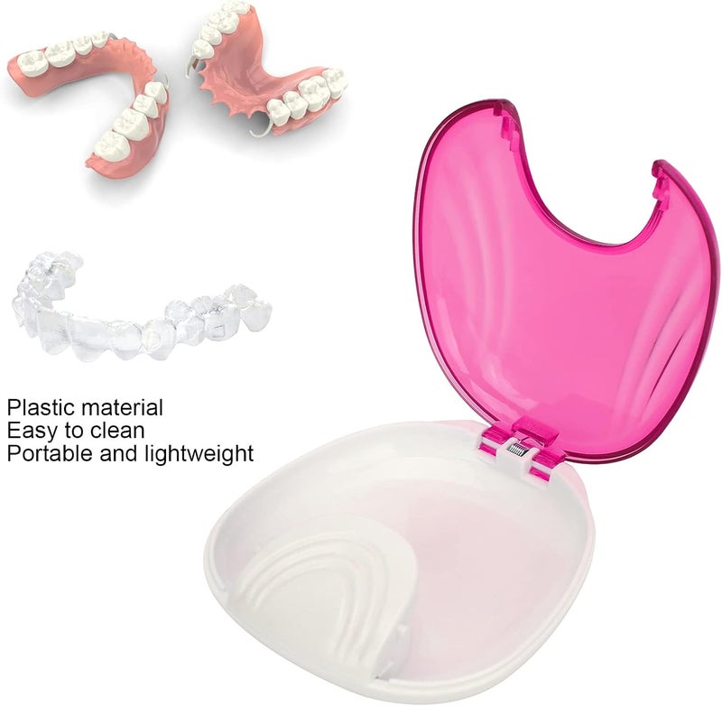 klarako Retainer Case, Durable Orthodontic Retainer Case Tooth Denture Container Portable Denture Storage Box, Dentures Dental Box Denture Cup Dental Care(Rose purple) - Image 3