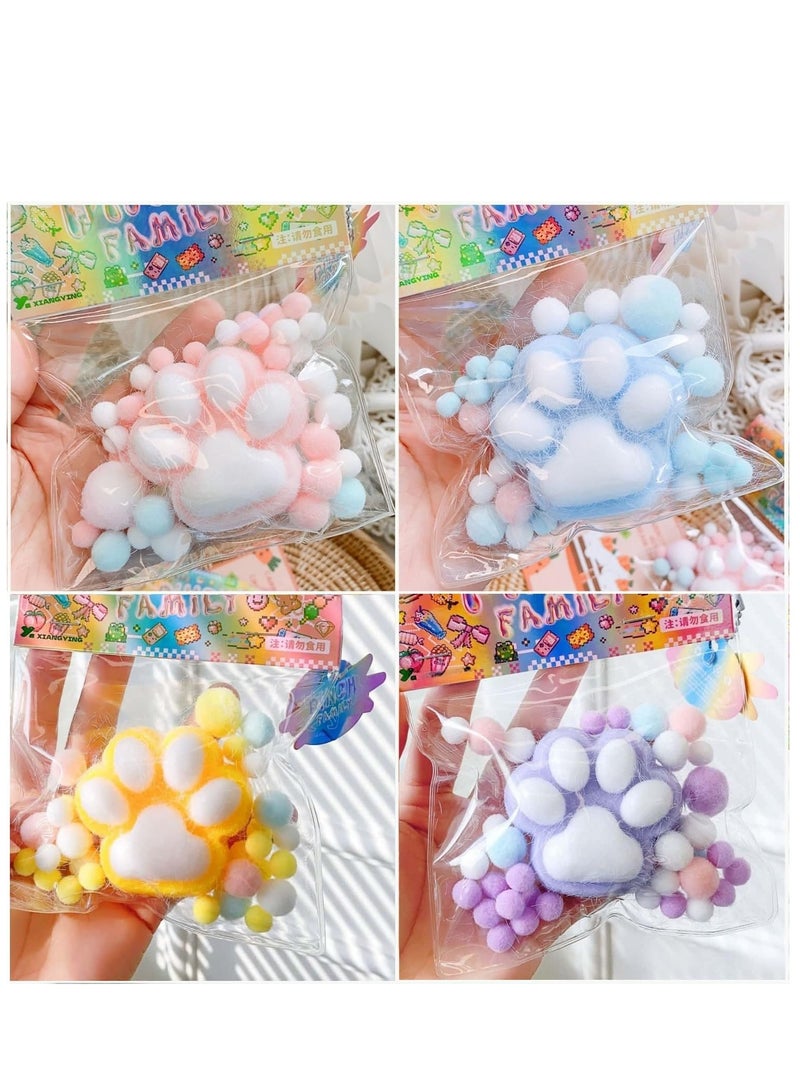 Beauenty 4Pcs Squishy Toys, Novelty Decompress Toys, Squeeze Cat Paw Stress Ball Pinch Cute PVC Sensory Toys for Relieving Fidget Rising Animal Shaped Novelty Things Birthdays Cosplay Party Opp Packaging Gift Decorations - Image 1
