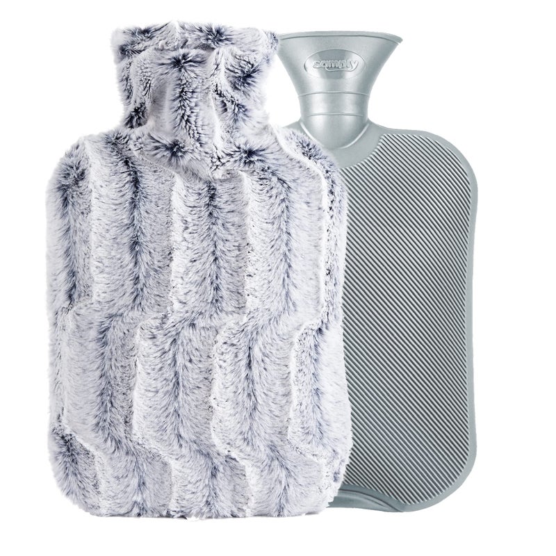 samply Hot Water Bottle - 2L Hot Water Bag with Furry Cover, Light Blue - Image 5