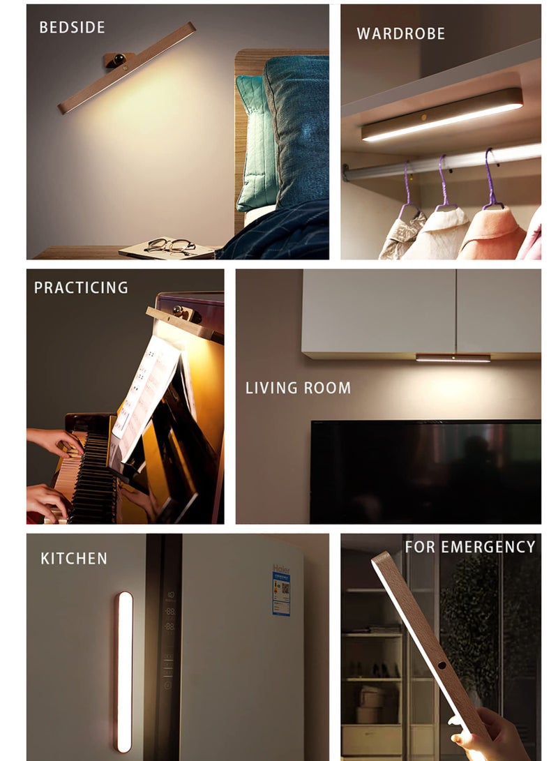 Led Wooden Wall Lamp, 360° Rotatable Magnetic Light Battery Operated Wall Lights USB Rechargeable Dimmable Led Night Light for Reading Light, Makeup Light and Household Lighting - Image 4