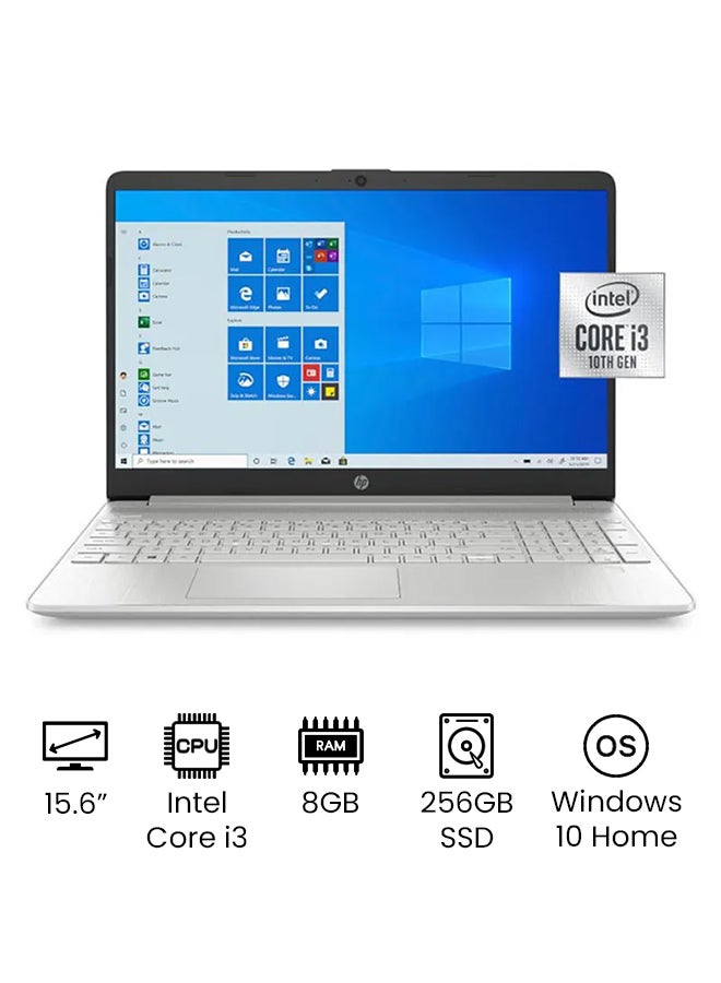 HP دفتر 15-DY1091WM (نسخة محدثة) لابتوب بشاشة 15.6 بوصة / معالج كور i3 / 8 جيجابايت رام / 256 جيجابايت SSD / رسومات إنتل UHD نسخة دولية فضية - Image 1