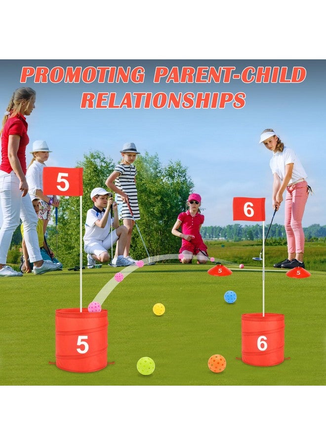deAO Golf Yard Game Backyard Golf Games for Kids Adults, Portable 6 Holes Golf Course with Balls and Flag,Family Golf Gifts for Outdoor Indoor,Lawn, Park, Beach, Camping, Hotel (Red) - Image 3
