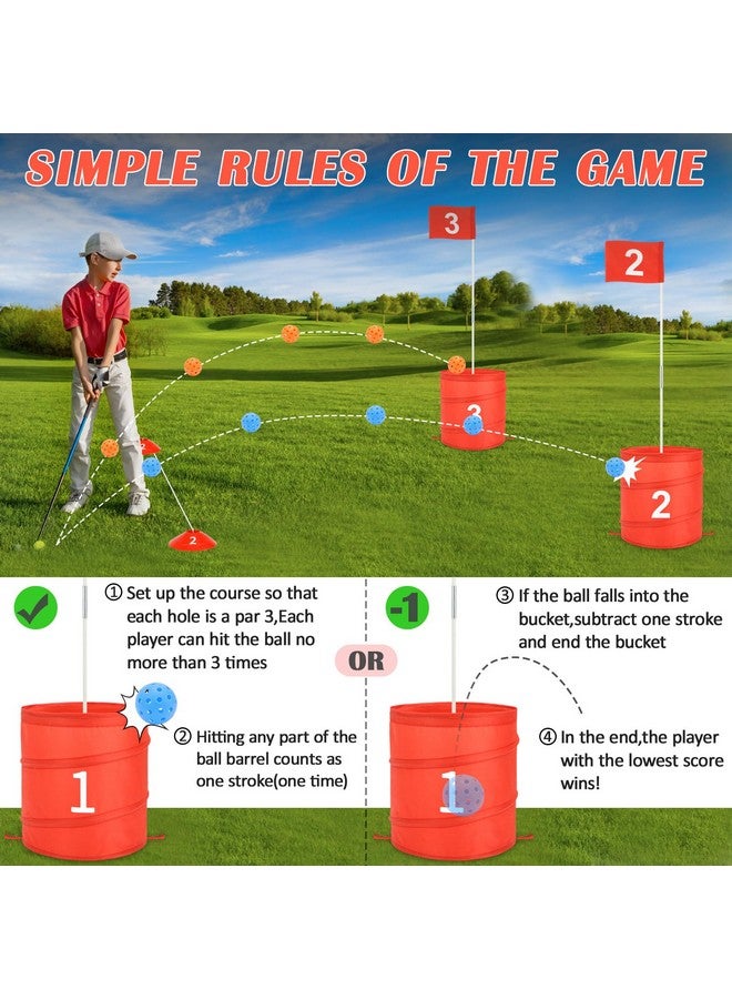 deAO Golf Yard Game Backyard Golf Games for Kids Adults, Portable 6 Holes Golf Course with Balls and Flag,Family Golf Gifts for Outdoor Indoor,Lawn, Park, Beach, Camping, Hotel (Red) - Image 4