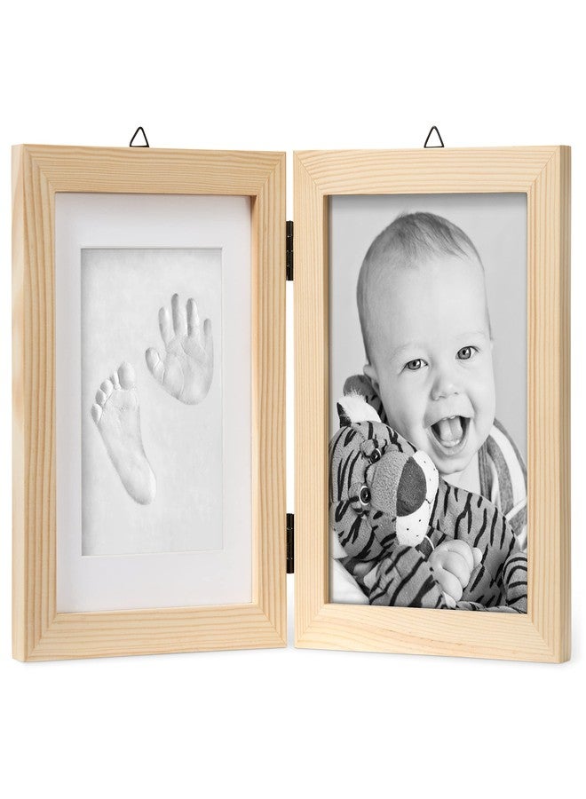 Chuckle - Baby Hand & Foot Clay Print Photo Frame Keepsake Kit - Gift for Mothers Day, New Mum and Parents and Newborn Baby Shower Party and Nursery Room Decoration - Pine - Image 1