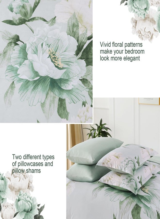 Dobuyly Floral Comforter Set Queen 7 Piece Bed in a Bag, Sage Green Reversible Comforter Set with Sheets, Soft Microfiber Botanical Flowers Summer Bedding Set for All Season - Image 5