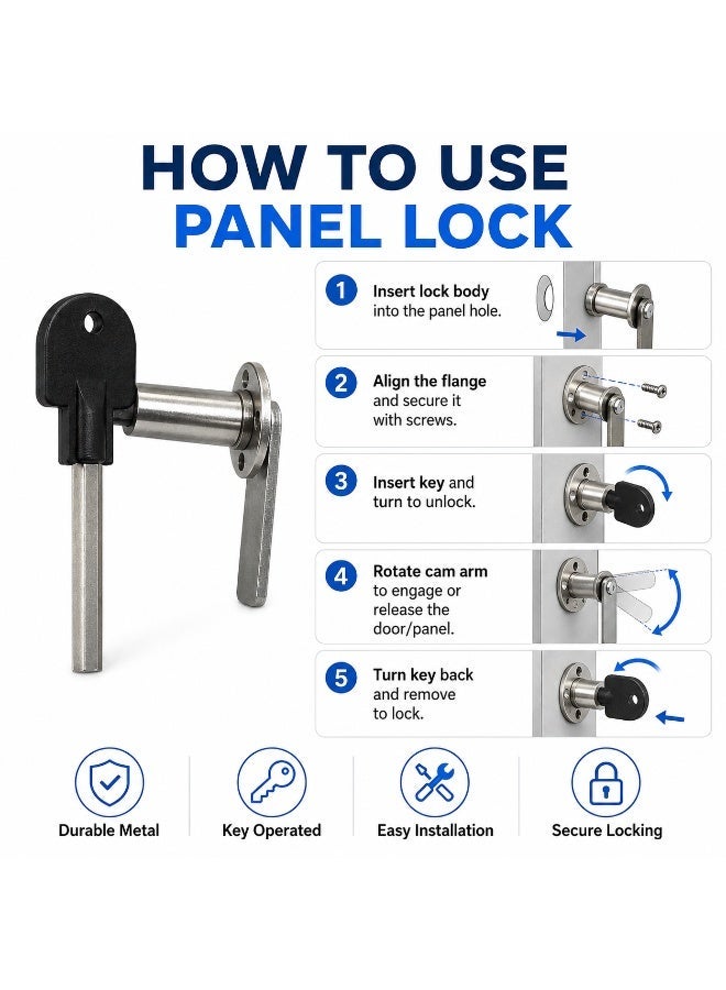 31mm Panel Lock Pack of 2 – Cabinet Cam Lock with Keys for Drawer, Cupboard, Mailbox, Locker & Panel Door - Image 2