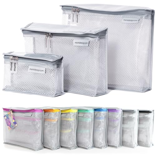 MUMI Travel Toiletry Bag Set of 3 – Clear TSA Approved Toiletry Bags for Women – Reusable Water-Resistant Makeup Organizer Pouches for Skincare, Cosmetics, Travel Accessories, Airport Packing - Gray - Image 1
