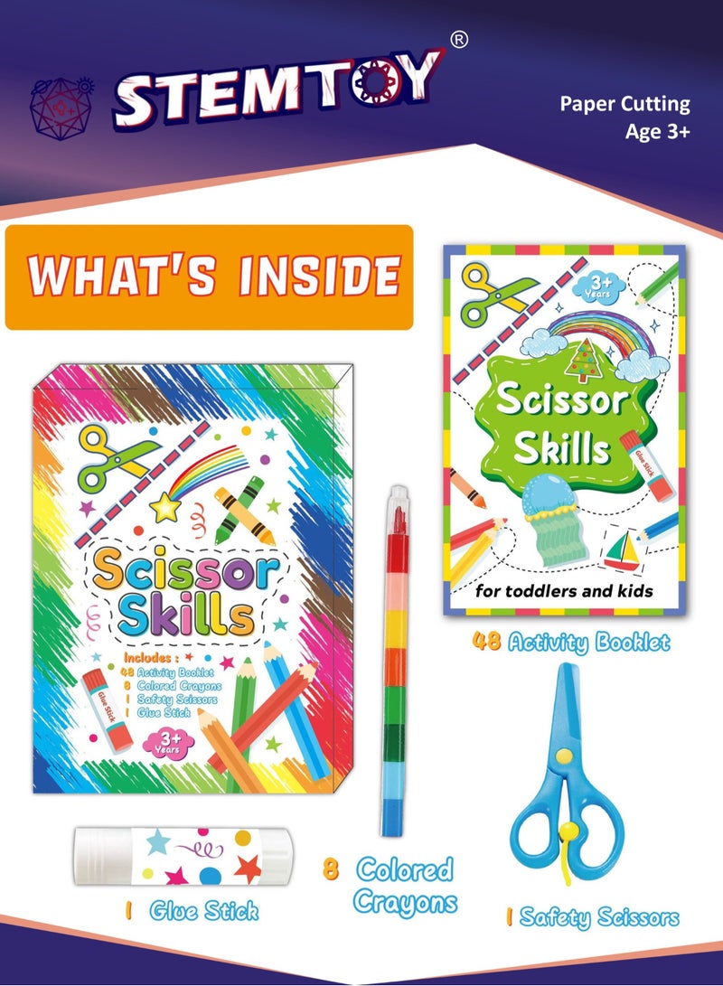STEMTOY Paper Cutting, Gluing & Painting Complete Set with Activity Booklet, Scissors, Glue, Colored Crayon, DIY Handmade Puzzle, Montessori Early Learning Educational Toy for Kindergarten & Preschool Kids, Boys, Girls, Ages 3+ (Comprehensive Craft Kit) - Image 1
