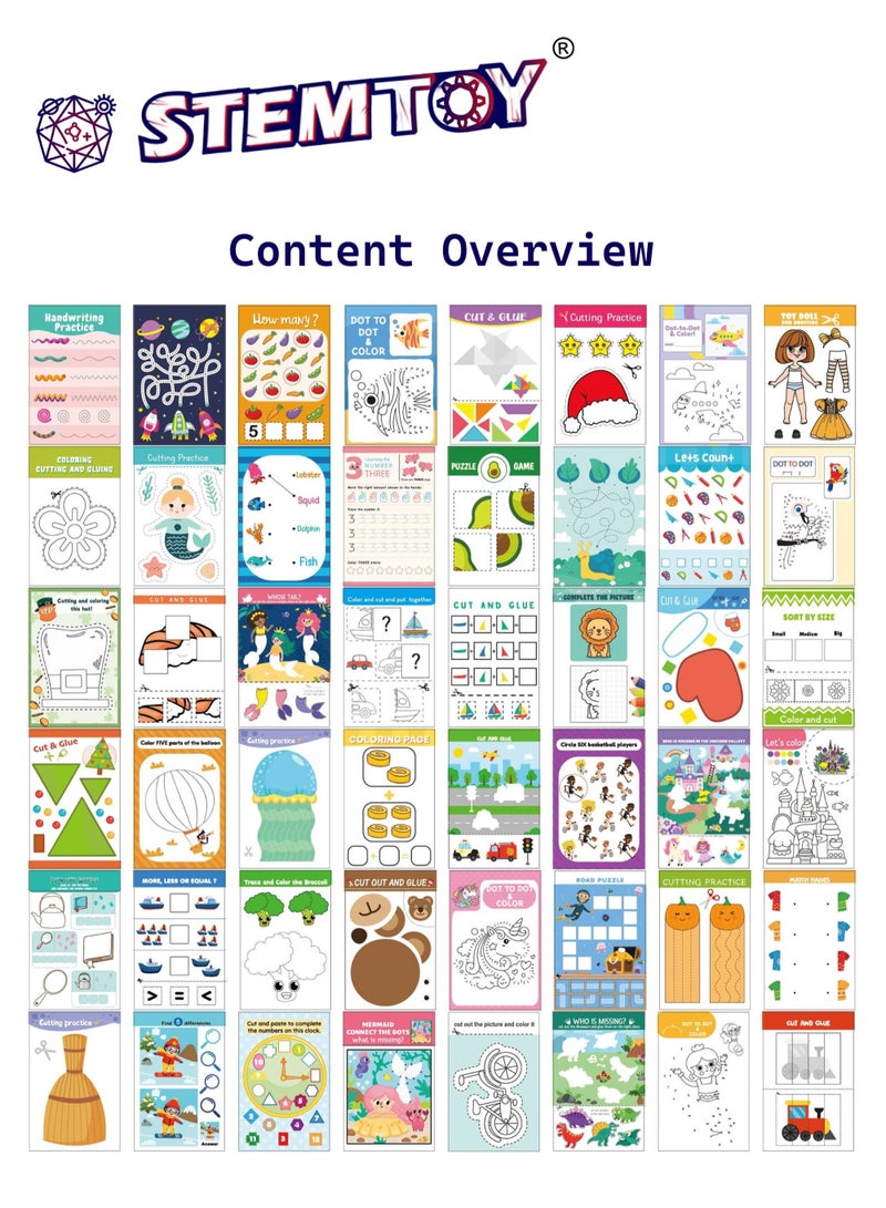 STEMTOY Paper Cutting, Gluing & Painting Complete Set with Activity Booklet, Scissors, Glue, Colored Crayon, DIY Handmade Puzzle, Montessori Early Learning Educational Toy for Kindergarten & Preschool Kids, Boys, Girls, Ages 3+ (Comprehensive Craft Kit) - Image 2