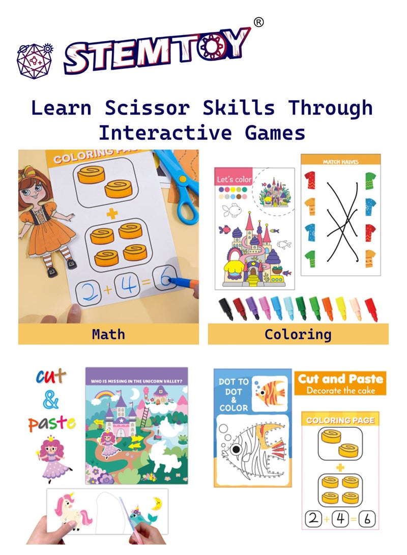 STEMTOY Paper Cutting, Gluing & Painting Complete Set with Activity Booklet, Scissors, Glue, Colored Crayon, DIY Handmade Puzzle, Montessori Early Learning Educational Toy for Kindergarten & Preschool Kids, Boys, Girls, Ages 3+ (Comprehensive Craft Kit) - Image 4