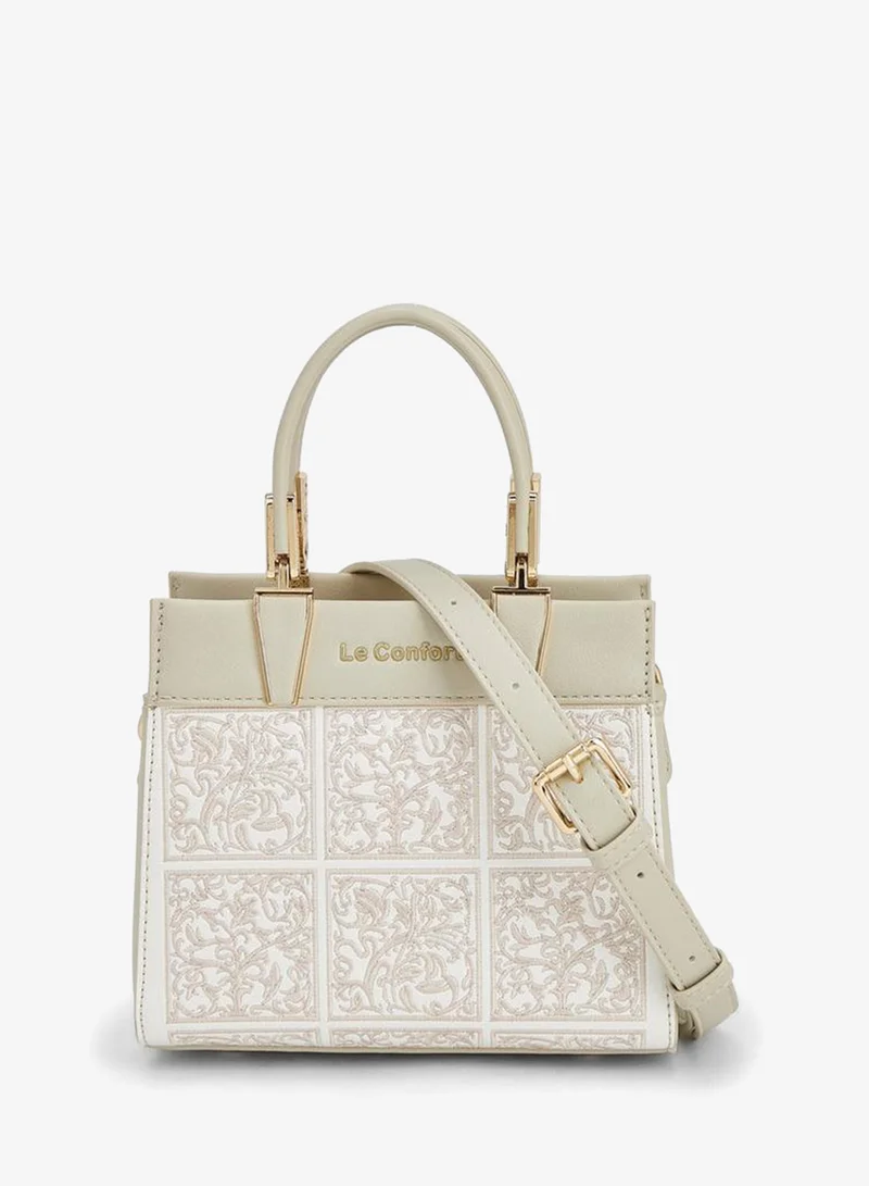 Le Confort Embroidered Tote Bag with Detachable Strap