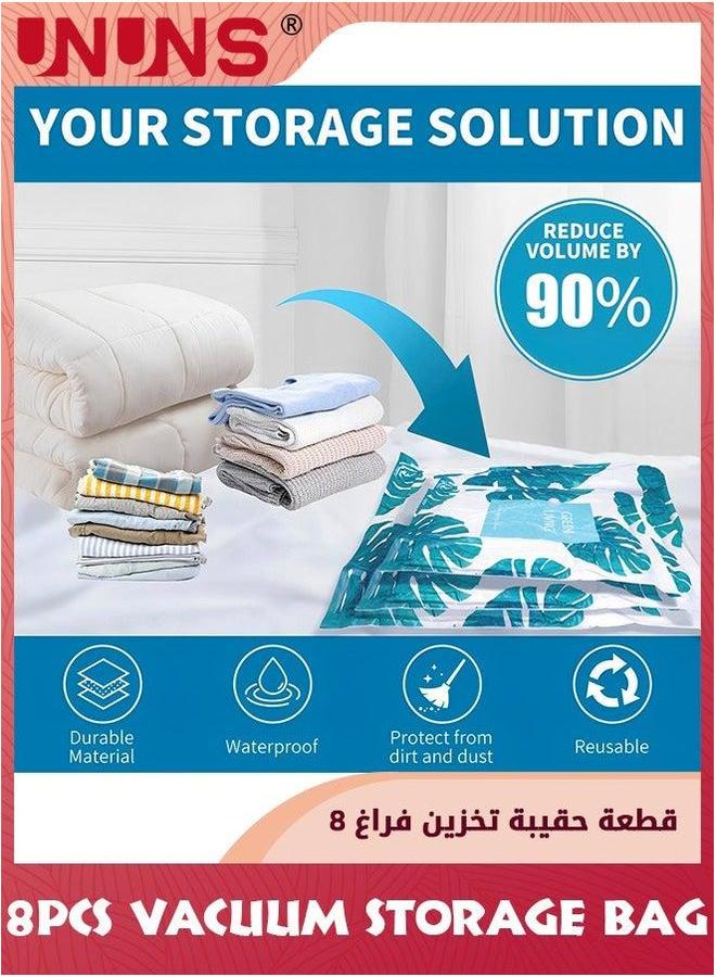 UNUNS 8 Pack Vacuum Storage Bags With Pump,(2jumbo,2large,2medium,2small) Sealed Bags,Vacuum For Comforters and Blankets,Bedding,Compression Seal Closet - Image 4
