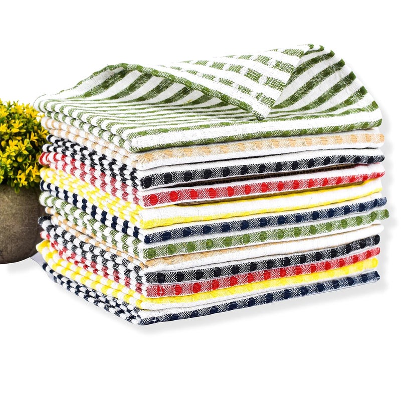 SAMI STUDIOS Kitchen Cleaning Napkin Super Value Pack - 100% Pure Cotton, Soft Absorbent Hand & Face Napkin, Large Size 25 x 35 cm, Milano Stripes (Set of 12 Pcs) - Image 2