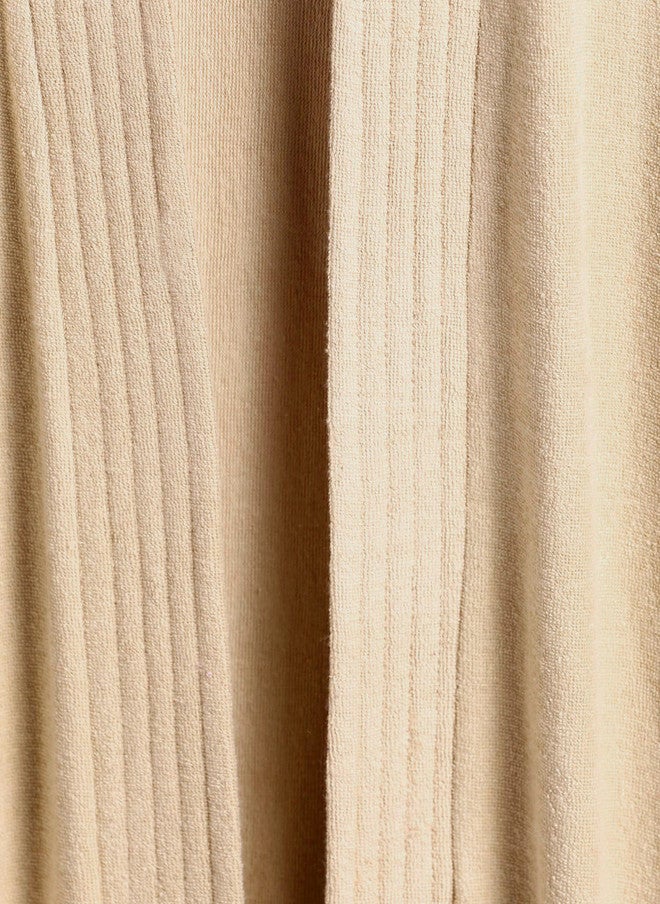 Red Rose RedRose Beige Solid Cotton Drawstring Knee Length Bath Robe - XL - Image 2