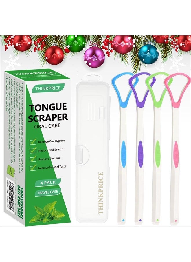 THINKPRICE Tongue Scraper Cleaner 100% BPA Free Tongue Scrapers with Travel Handy Case for Adults, Kids, Healthy Oral Care, Easy to Use, Help Fight Bad Breath (4 PACK)  - Image 3