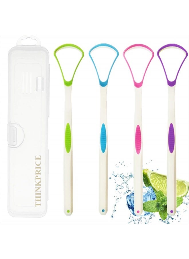 THINKPRICE Tongue Scraper Cleaner 100% BPA Free Tongue Scrapers with Travel Handy Case for Adults, Kids, Healthy Oral Care, Easy to Use, Help Fight Bad Breath (4 PACK)  - Image 2