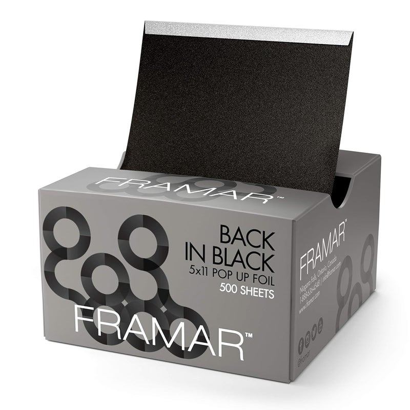framar Black Hair Foils For Highlighting - Pop Up Hair Foil, Highlight Foils For Hair, Aluminum Foil Sheets, Salon Foils For Hair Stylist, Hair Dye Supplies, Non Slip 500 Pop Up Foil Sheets - Image 1