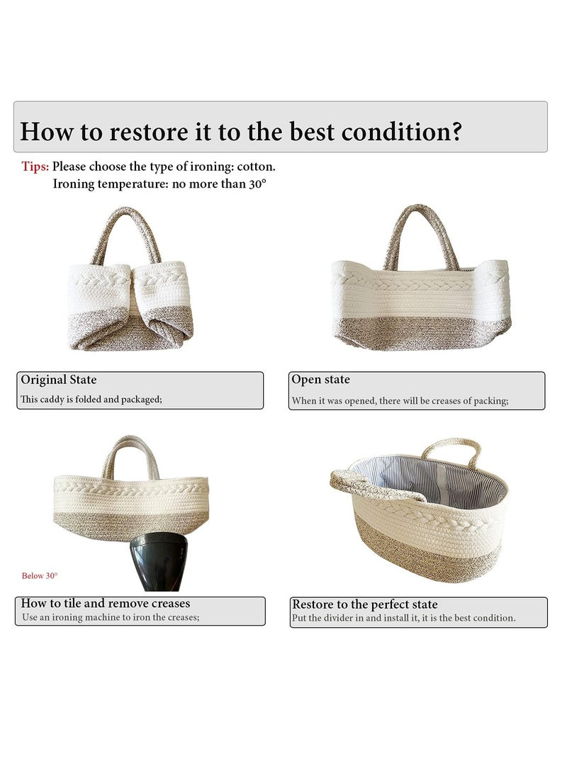 ORiTi Baby Diaper Caddy Organizer, Woven Rope Cotton Nursery Storage Basket - Image 2