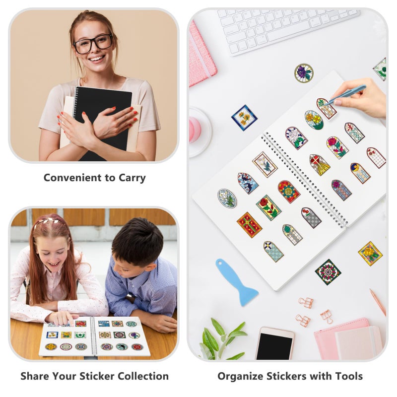 Ruatu Large Reusable Sticker Book Collecting Album 8.5Ã—11 Inch Sticker Collection Storage Book with 40 Sheets Blank Release Paper, Restickable Stickers Organizer Notebook with Tools (Black) - Image 5