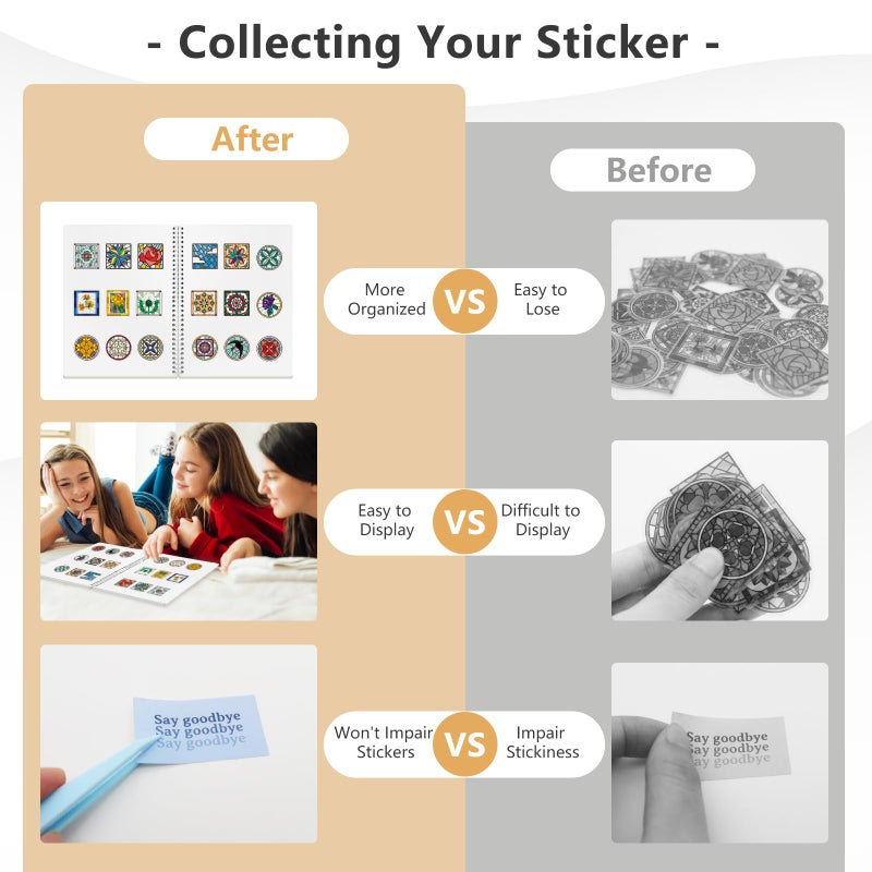 Ruatu Large Reusable Sticker Book Collecting Album 8.5Ã—11 Inch Sticker Collection Storage Book with 40 Sheets Blank Release Paper, Restickable Stickers Organizer Notebook with Tools (Black) - Image 4