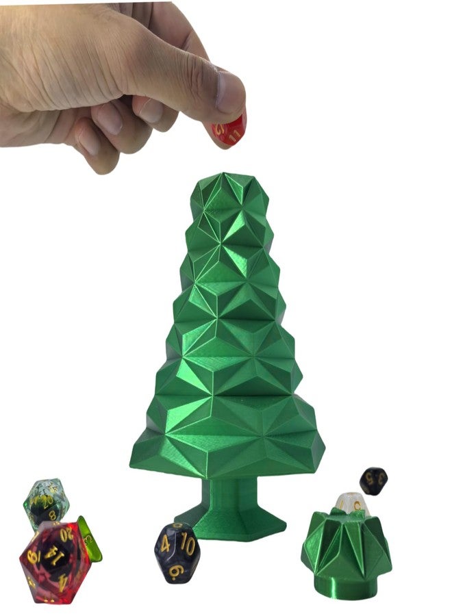 XJPONGC Christmas Tree Green Tree Dice Tower Dungeons and Dragons RPG abletop Roleplaying Game Jail D&D (Random 7PCS D20 Dice Set Included) Green - Image 2