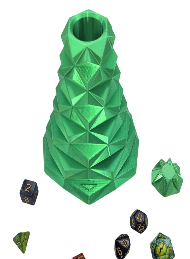 XJPONGC Christmas Tree Green Tree Dice Tower Dungeons and Dragons RPG abletop Roleplaying Game Jail D&D (Random 7PCS D20 Dice Set Included) Green - Image 4