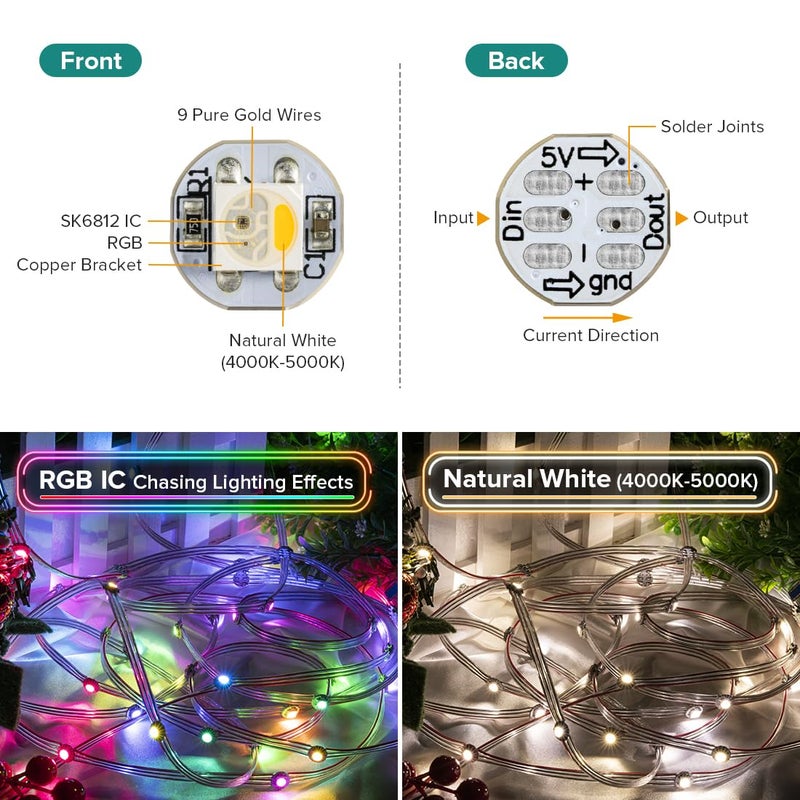 BTF-LIGHTING شريحة LED RGBW BTF-LIGHTING SK6812(WS2812B) 100 قطعة RGB+أبيض طبيعي قابلة للتوجيه فردياً 5050SMD وحدة بكسل ضوء DC5V PCB أبيض مطاردة لون الحلم لعيد الميلاد (بدون محول أو وحدة تحكم) - Image 3