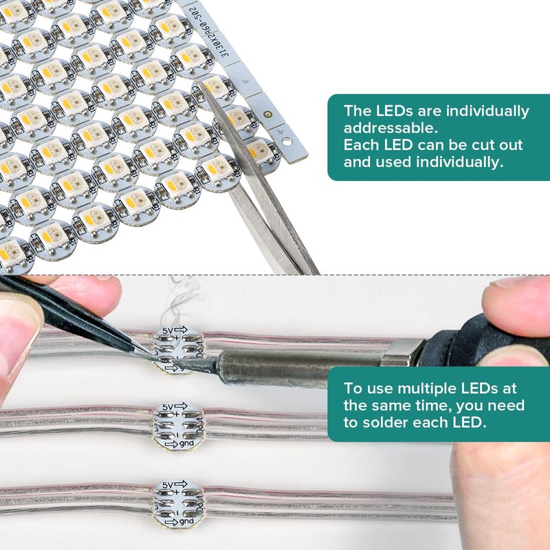 BTF-LIGHTING شريحة LED RGBW BTF-LIGHTING SK6812(WS2812B) 100 قطعة RGB+أبيض طبيعي قابلة للتوجيه فردياً 5050SMD وحدة بكسل ضوء DC5V PCB أبيض مطاردة لون الحلم لعيد الميلاد (بدون محول أو وحدة تحكم) - Image 5