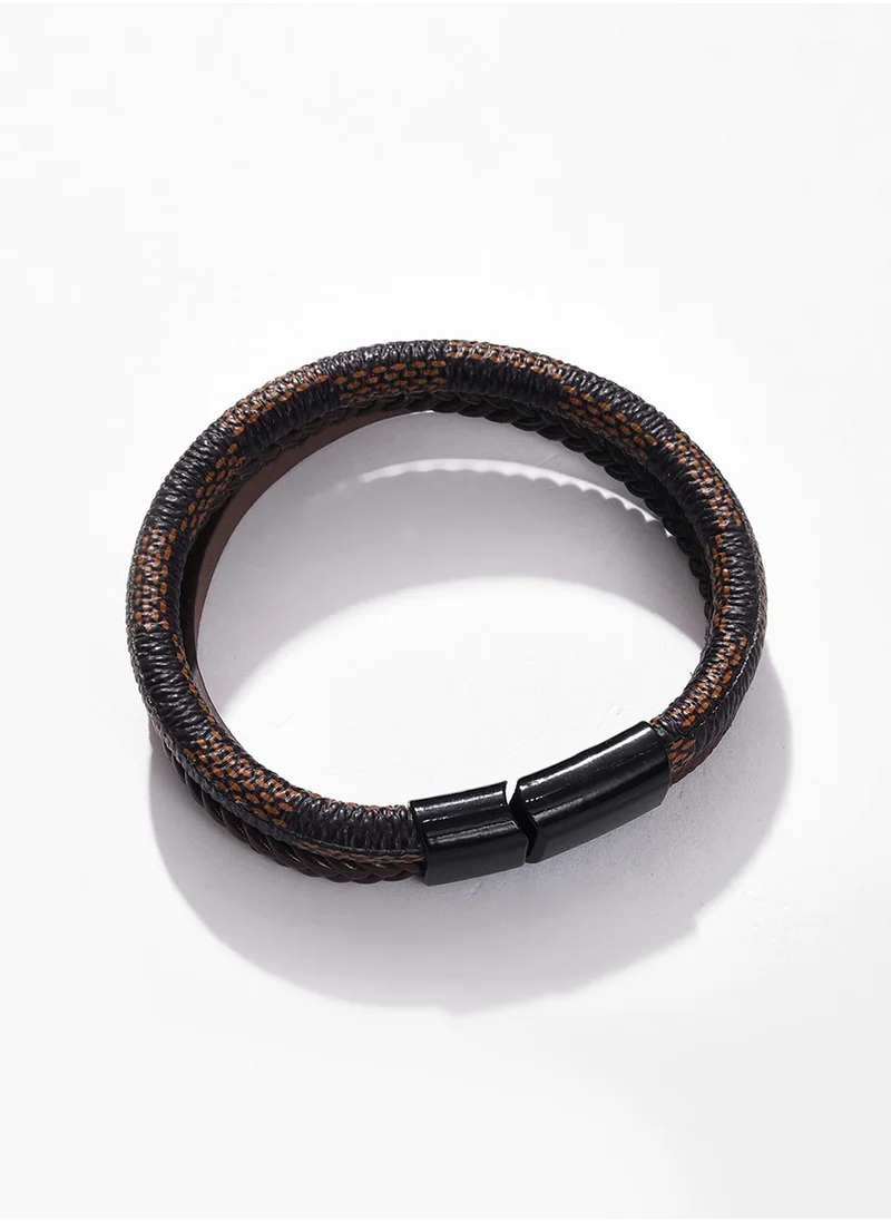 سوهي Brown Animal Print Leather Multistrand Bracelet