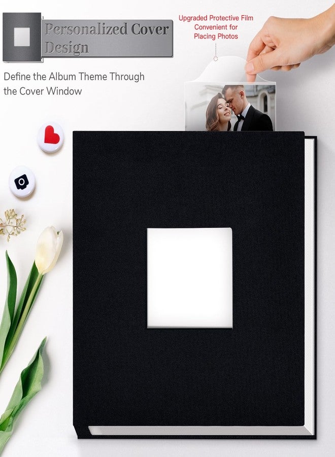 Artfeel ألبوم صور Artfeel ذاتي اللصق، مناسب للصور بمقاسات 3x5، 4x6، 5x7، 8x10، غلاف من الكتان 40 صفحة مع نافذة عرض، كتاب صور يمكنك صنعه بنفسك، هدية مثالية للعائلة والسفر وحفلات الزفاف وحفلات استقبال المولود الجديد - Image 2
