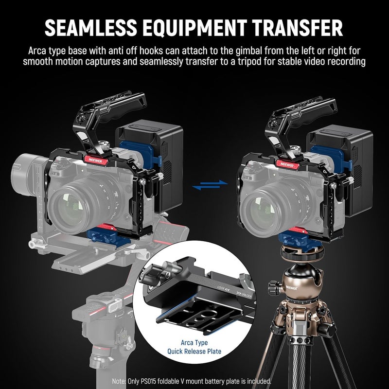 Spec upgraded improved quality Foldable V Mount Battery Plate with Arca Type Camera Baseplate for RS4 RS3 Gimbal & Tripod, Lightweight DSLR Camera Video Rig Compatible with SmallRig V Mount Battery & Cage, PS015 Gulf standard sizing alternatives - Image 5