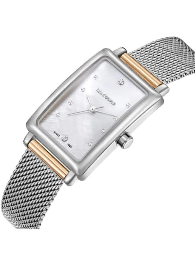 Lee Cooper LEE COOPER Women's VJ21C1 Movement Watch, Analog Display and Mesh Strap - LC08076.520, Mother Of Pearl
