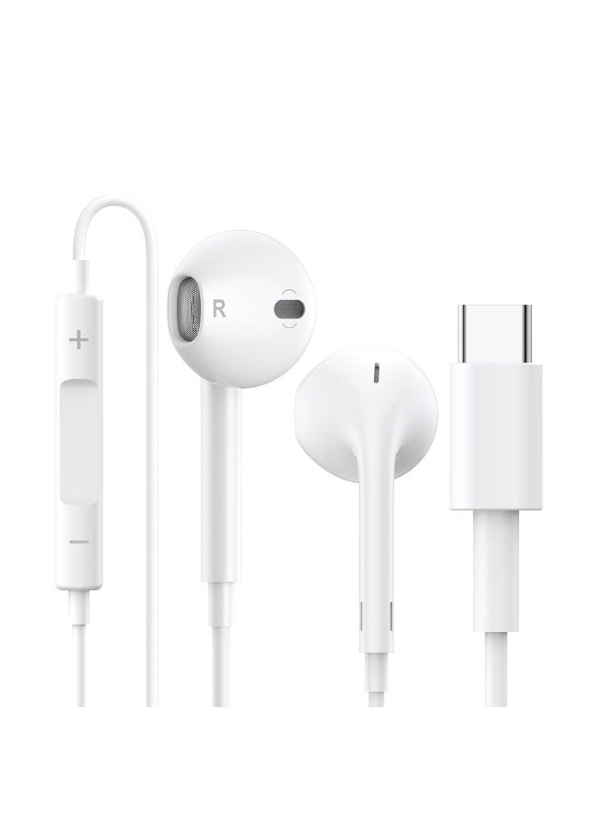 أكسسور  سماعات AKSESORY سلكية USB-C مع ميكروفون وتحكم في الصوت – صوت ستيريو عالي الجودة، جهير عميق، تصميم مريح يناسب iPhone 15 Pro Max، iPad Pro، Samsung Galaxy، وجميع الأجهزة USB-C - Image 1