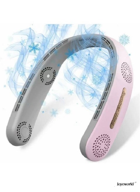 Bladeless Hanging Neck Fan with 3 Speeds Pink