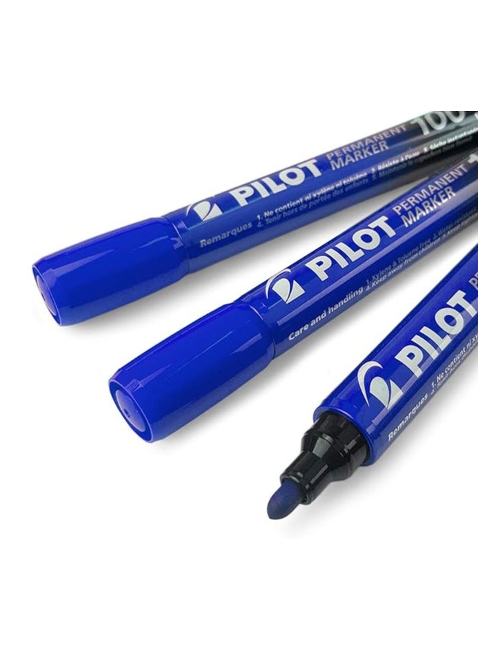 بايلوت قلم تحديد دائم من بايلوت SCA-100 - طرف رفيع 4.0 مم - 4.5 مم - أزرق - عبوة من 12 قطعة - Image 1