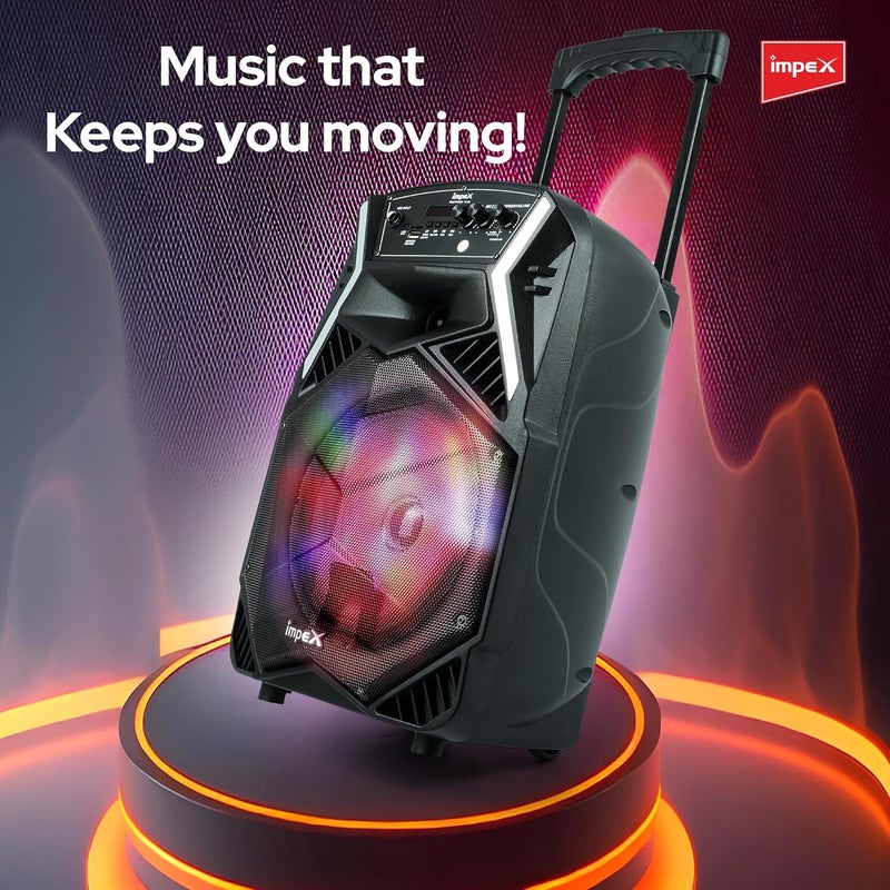 Impex Ts 25B 800 Watts(PMPO) Multimedia Portable Trolley Speaker With USb/Sd/Tf/Fm Radio/Aux/Remote/Bluetooth/Wireless Mic & Dj Led Light Function (Black) - Image 3