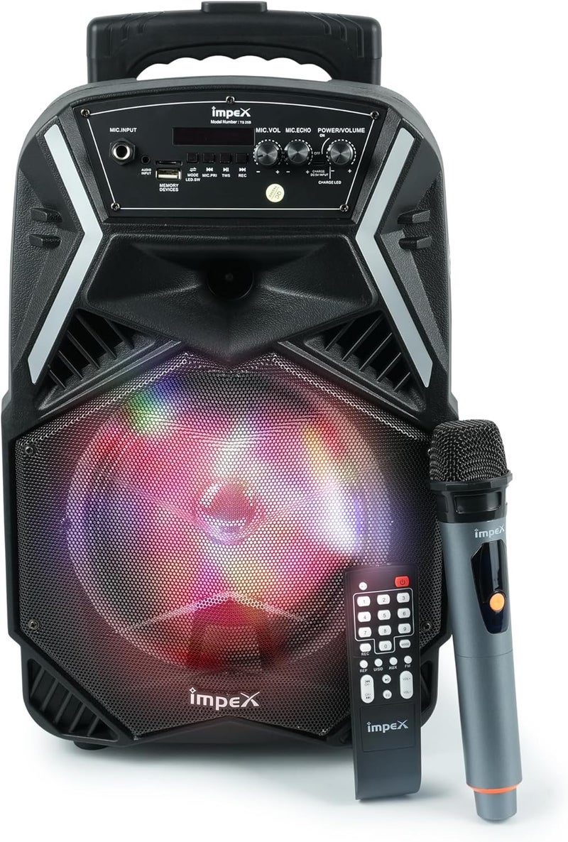 Impex Ts 25B 800 Watts(PMPO) Multimedia Portable Trolley Speaker With USb/Sd/Tf/Fm Radio/Aux/Remote/Bluetooth/Wireless Mic & Dj Led Light Function (Black) - Image 1