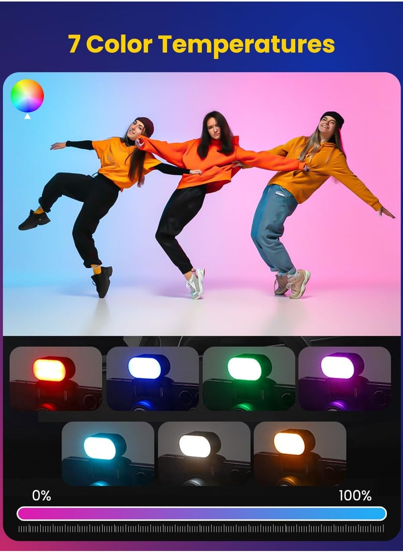 SYOSI - RGB Magnetic Fill Light for Gimbal, LED Video Light, 7 Color Temperature, 3 Brightness Adjustment, 180 Mins Long Lasting, Gradient Mode, Flash Mode 180° Fill Light for AOCHUAN Stabilizer - Image 1