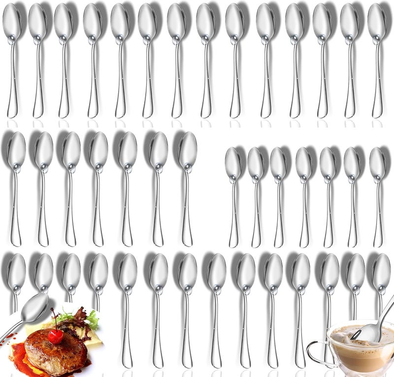 Scent Time 40 Pieces Table Spoons and Coffee Teaspoons Set, Stainless Steel Spoons Silverware, Home Kitchen Cutlery Spoons, Mirror Polished Modern Dessert Spoons - Image 1