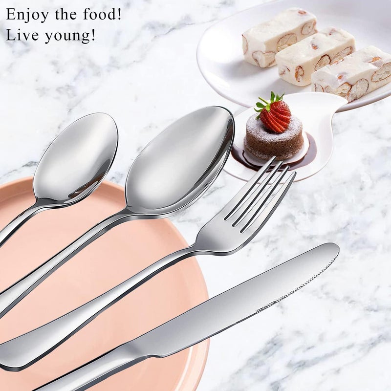Scent Time 40 Pieces Table Spoons and Coffee Teaspoons Set, Stainless Steel Spoons Silverware, Home Kitchen Cutlery Spoons, Mirror Polished Modern Dessert Spoons - Image 4