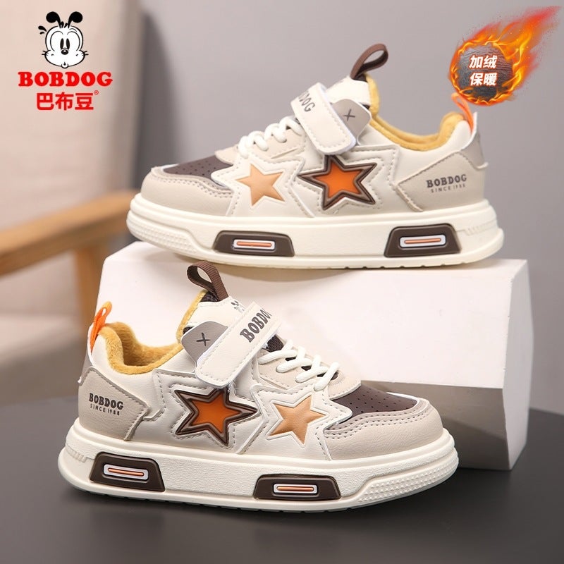 Babu Bean Board Shoes For Boys And Girls 24 New Leather Sneaker Aj Board Shoes Fleece-Lined Children Tide Shoes Warm - Image 3