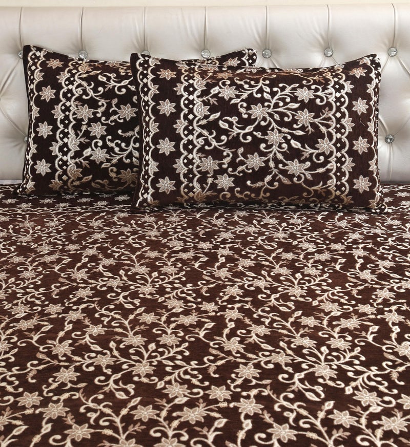 jayvaam Luxury Velvet Bedsheet – King Size Luxury Bed Sheet – Ultra Soft, Cozy & Warm Bedding for Bedroom – Hypoallergenic & Elegant Velvet Texture (Check Mate Coffee BAZE, Velvet Bedsheet) - Image 2