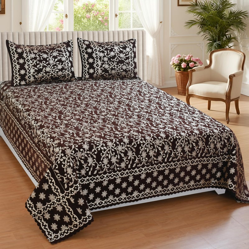 jayvaam Luxury Velvet Bedsheet – King Size Luxury Bed Sheet – Ultra Soft, Cozy & Warm Bedding for Bedroom – Hypoallergenic & Elegant Velvet Texture (Check Mate Coffee BAZE, Velvet Bedsheet) - Image 5