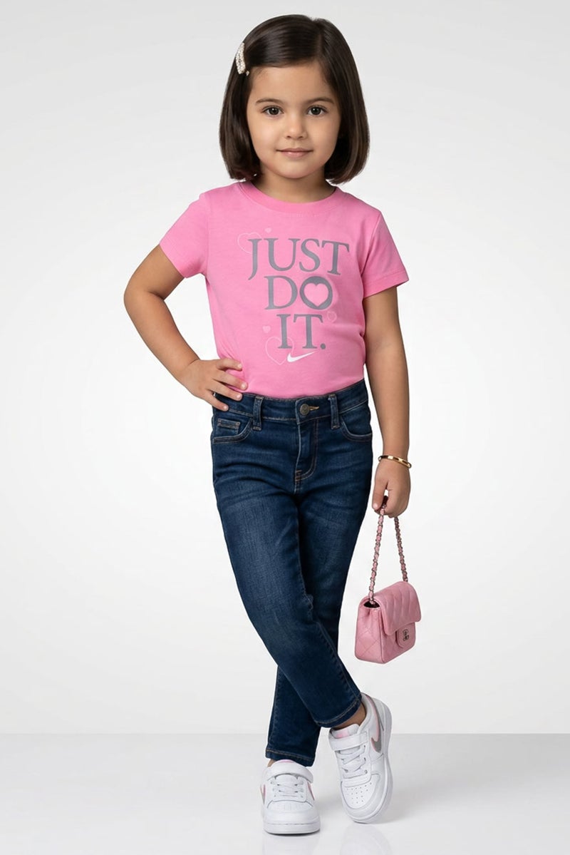 Nike Toddlers Girl Crew Neck Short Sleeve Graphic Print T-Shirt, Pink - Image 1